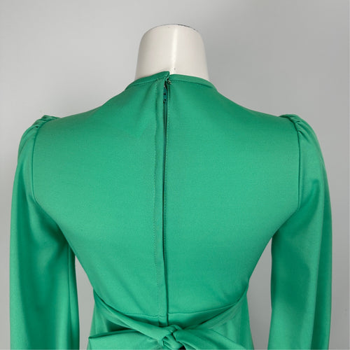 Vintage Nu Mode Green Long Sleeve Maxi Dress Size XS