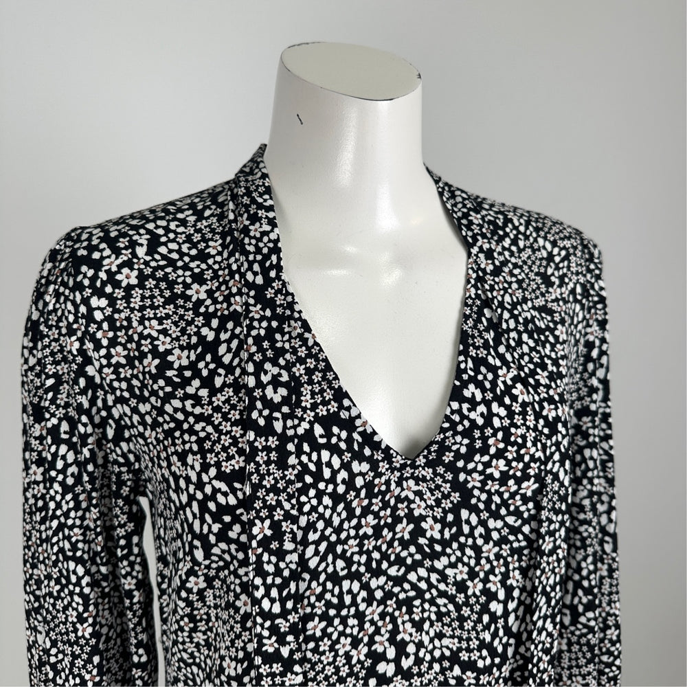 Dynamite Black Floral Tie Detail Mini Dress Size XS