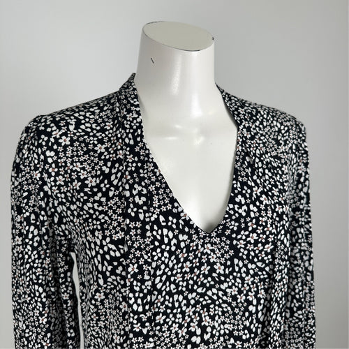 Dynamite Black Floral Tie Detail Mini Dress Size XS