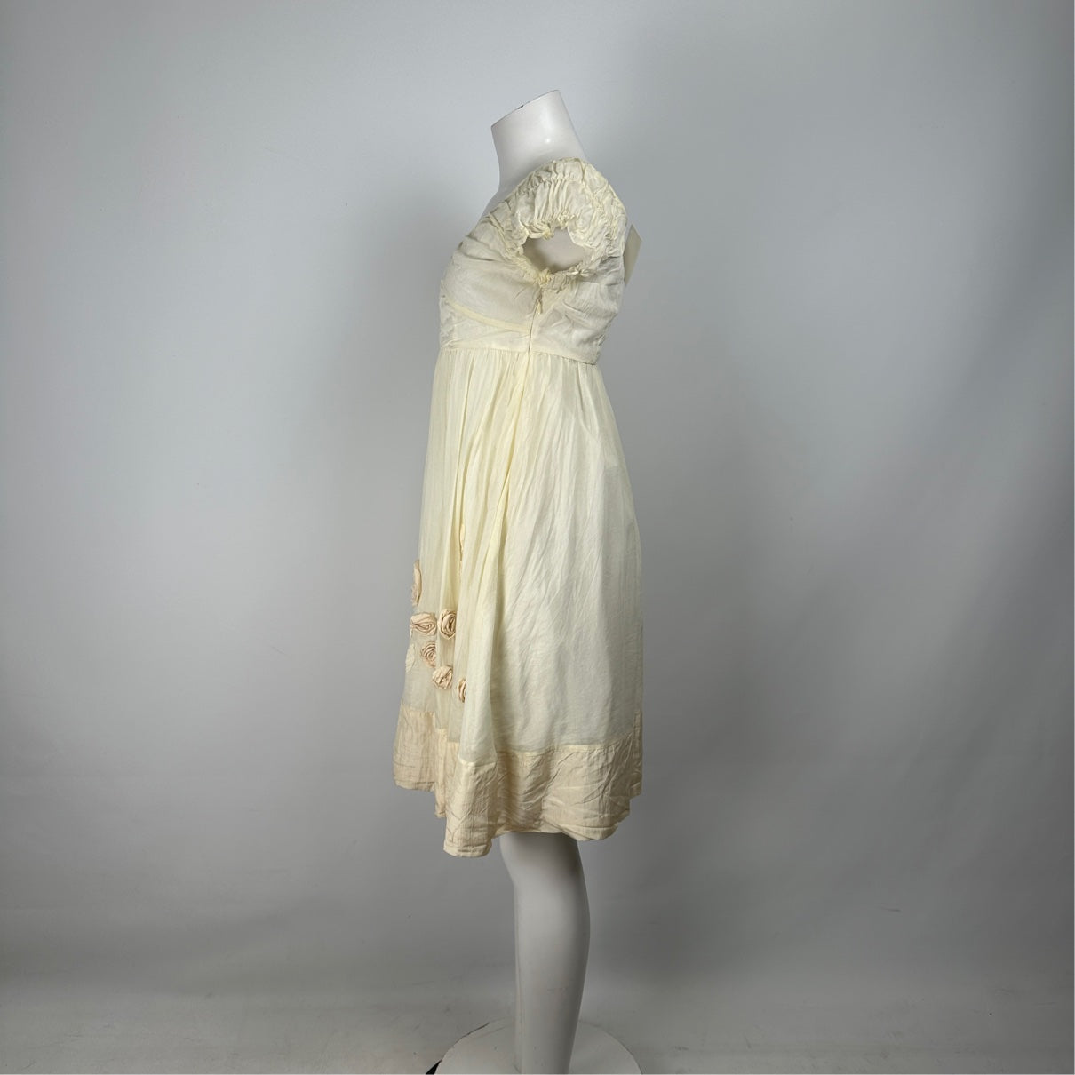 Diane Von Furstenberg Cream Cotton Floral Baby Doll Dress Size S