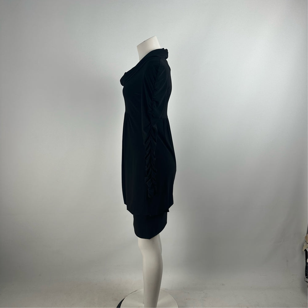 Frank Lyman Black Rushed Sleeve Mini Dress Size 4