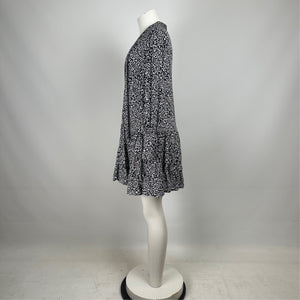 Dynamite Black Floral Tie Detail Mini Dress Size XS