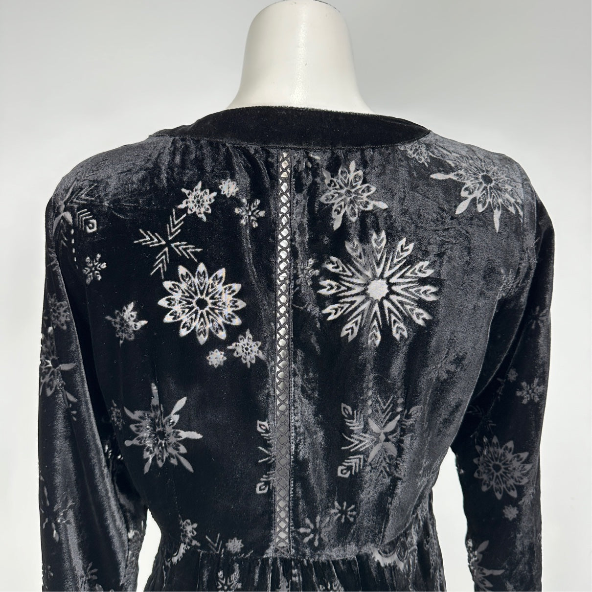 Odd Molly Black Velvet Celestial Print Mini Dress Size M