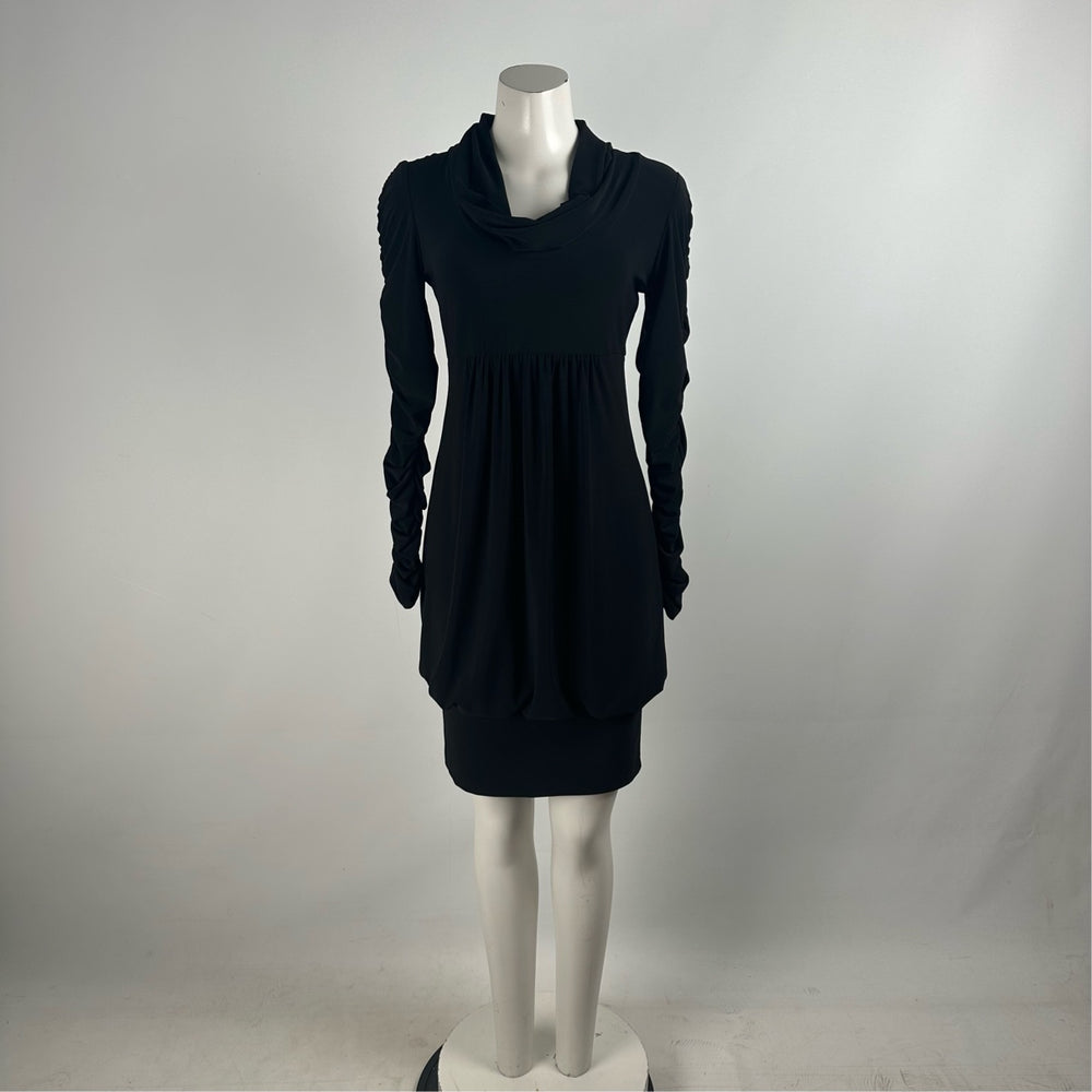 Frank Lyman Black Rushed Sleeve Mini Dress Size 4