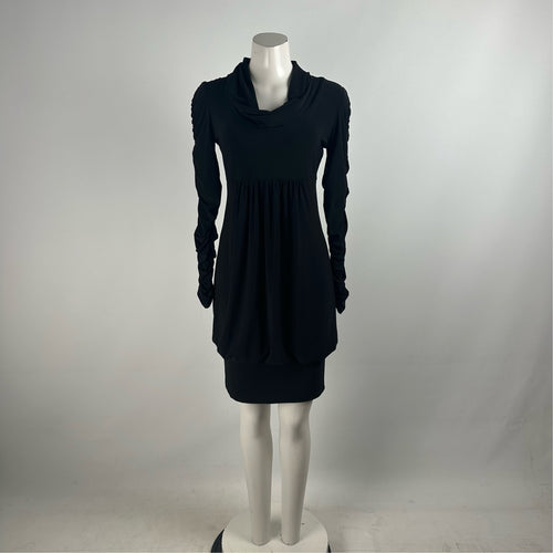 Frank Lyman Black Rushed Sleeve Mini Dress Size 4