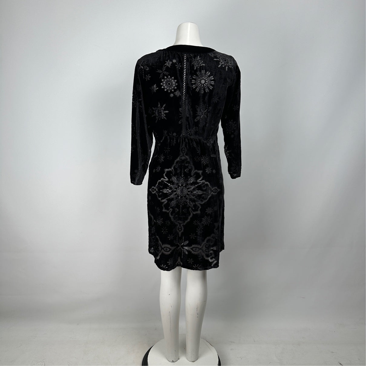 Odd Molly Black Velvet Celestial Print Mini Dress Size M