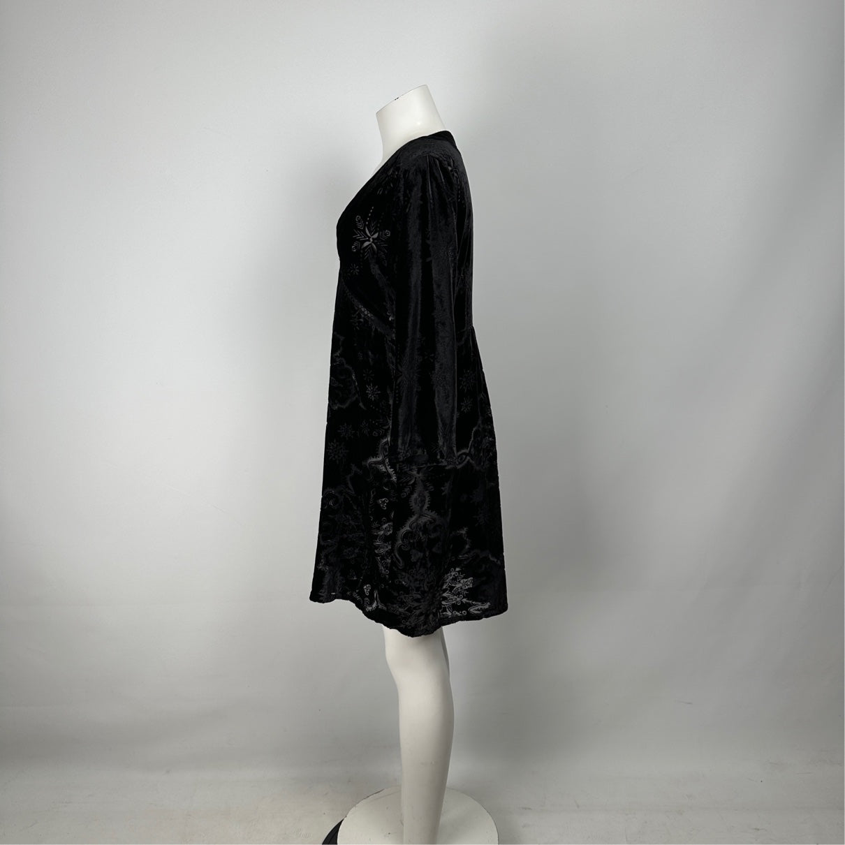 Odd Molly Black Velvet Celestial Print Mini Dress Size M