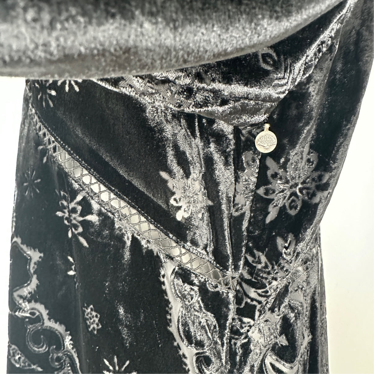 Odd Molly Black Velvet Celestial Print Mini Dress Size M