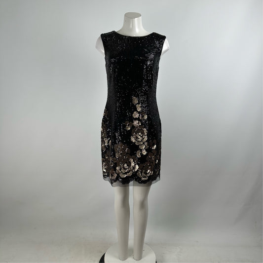 Dekode Black Floral Sequined Mini Dress Size 8