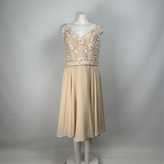 Nude Floral Lace Fit & Flare Dress Size 18