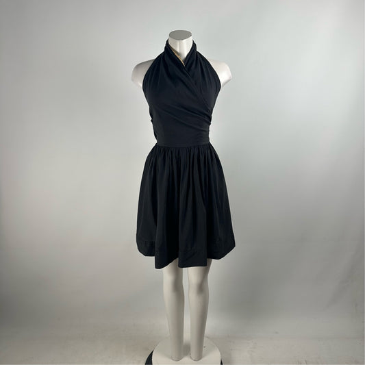 Vintage Sally Smith Sydney Black Silk Halter Mini Dress Size XS