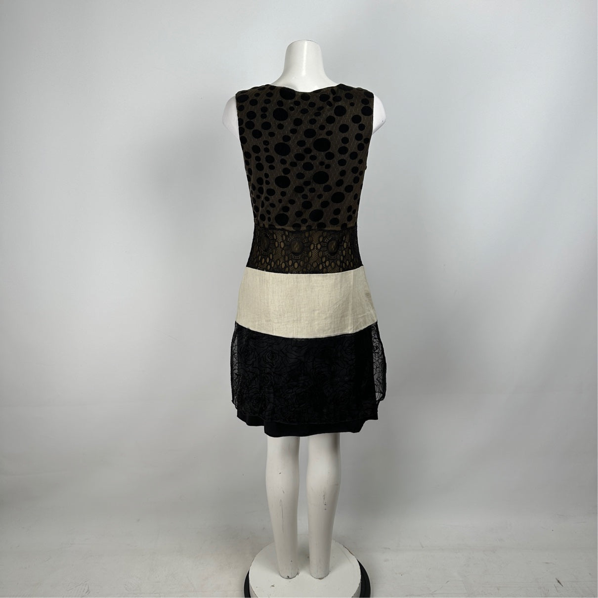 Boo Radley Black & Cream Polka Dot Sheath Dress Size S