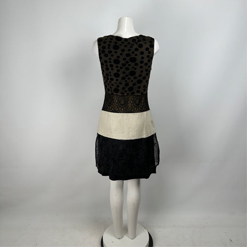 Boo Radley Black & Cream Polka Dot Sheath Dress Size S