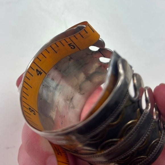 Antique Turkmen 925 Serling Silver Gold Plated Cuff Bracelet