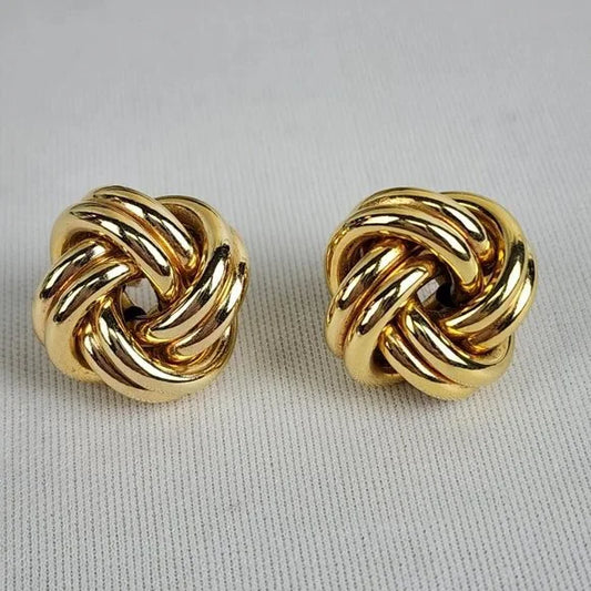 14k Italy Gold Knot Stud Earrings