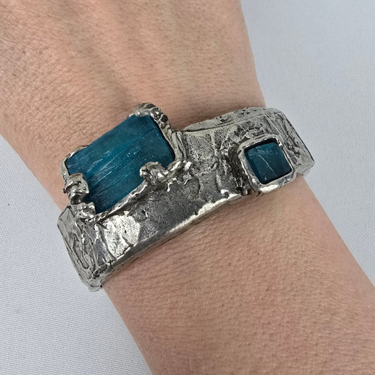 NES Montreal Silver & Blue Cuff Bracelet