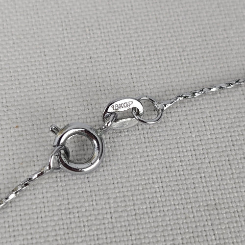 18KGP Silver Tone Blue Gem Stone Delicate Pendant Necklace