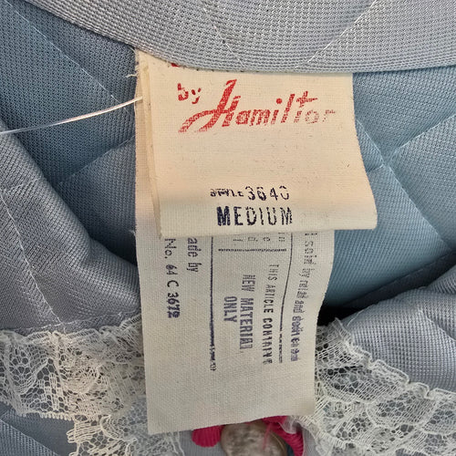 Vintage By Hamilton Blue Quilted Dressing Jacket Size M
