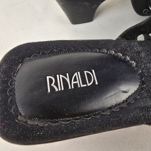 Rialdi Black Leather Studded Strappy Slide Sandals Size 11
