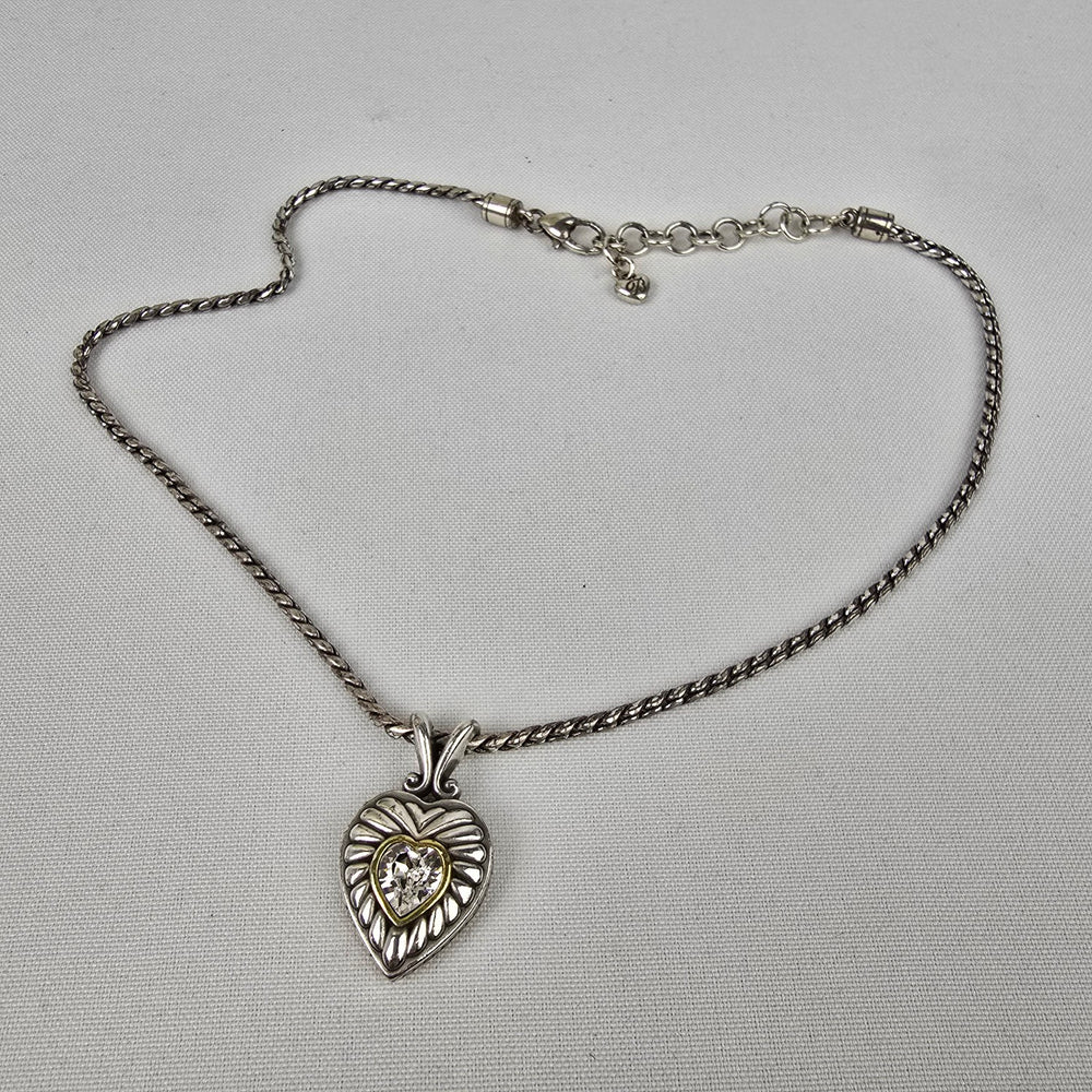 Brighton Silver Heart Pendant Chain Necklace