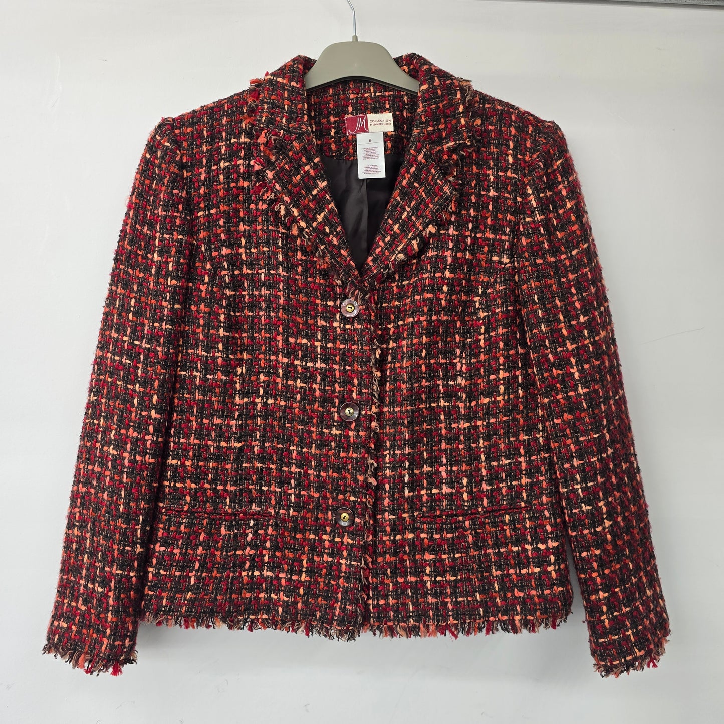 Vintage JM Collection Red Tweed Blazer Size 8