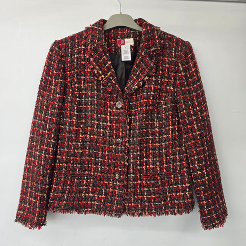 Vintage JM Collection Red Tweed Blazer Size 8