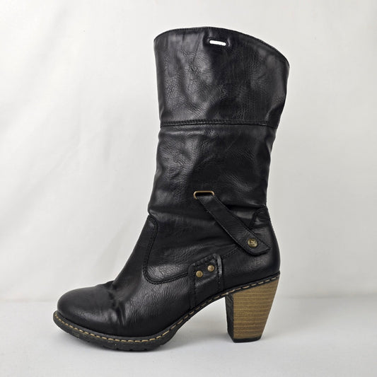 Riker Black Heeled Boot Size 8