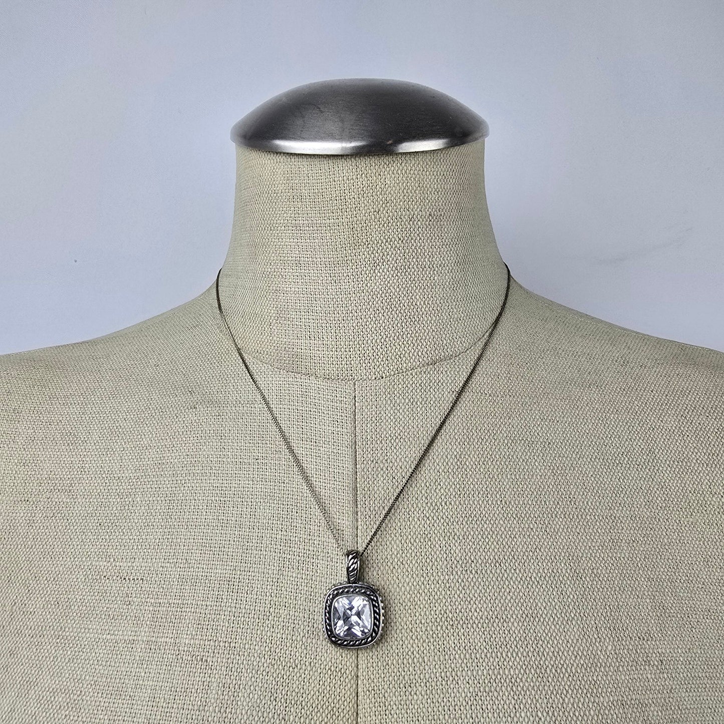 EVP 925 Sterling Silver Crystal Pendant Chain Necklace