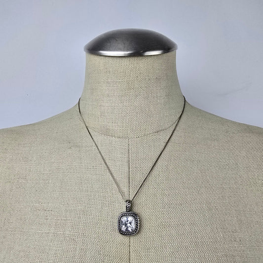 EVP 925 Sterling Silver Crystal Pendant Chain Necklace
