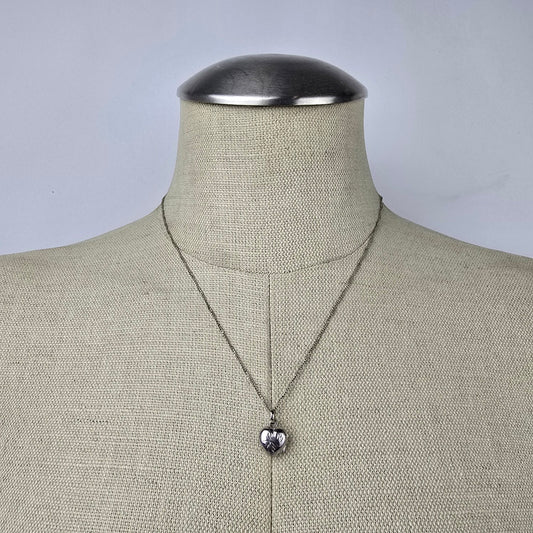 MJI 925 Italy Sterling Silver Heart Locket Pendant Chain Necklace