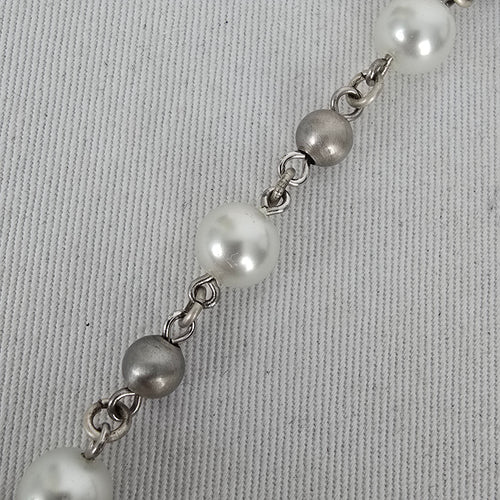 FAC Jubilee Silver Tone Faux Pearl & Rhinestone Statement Necklace