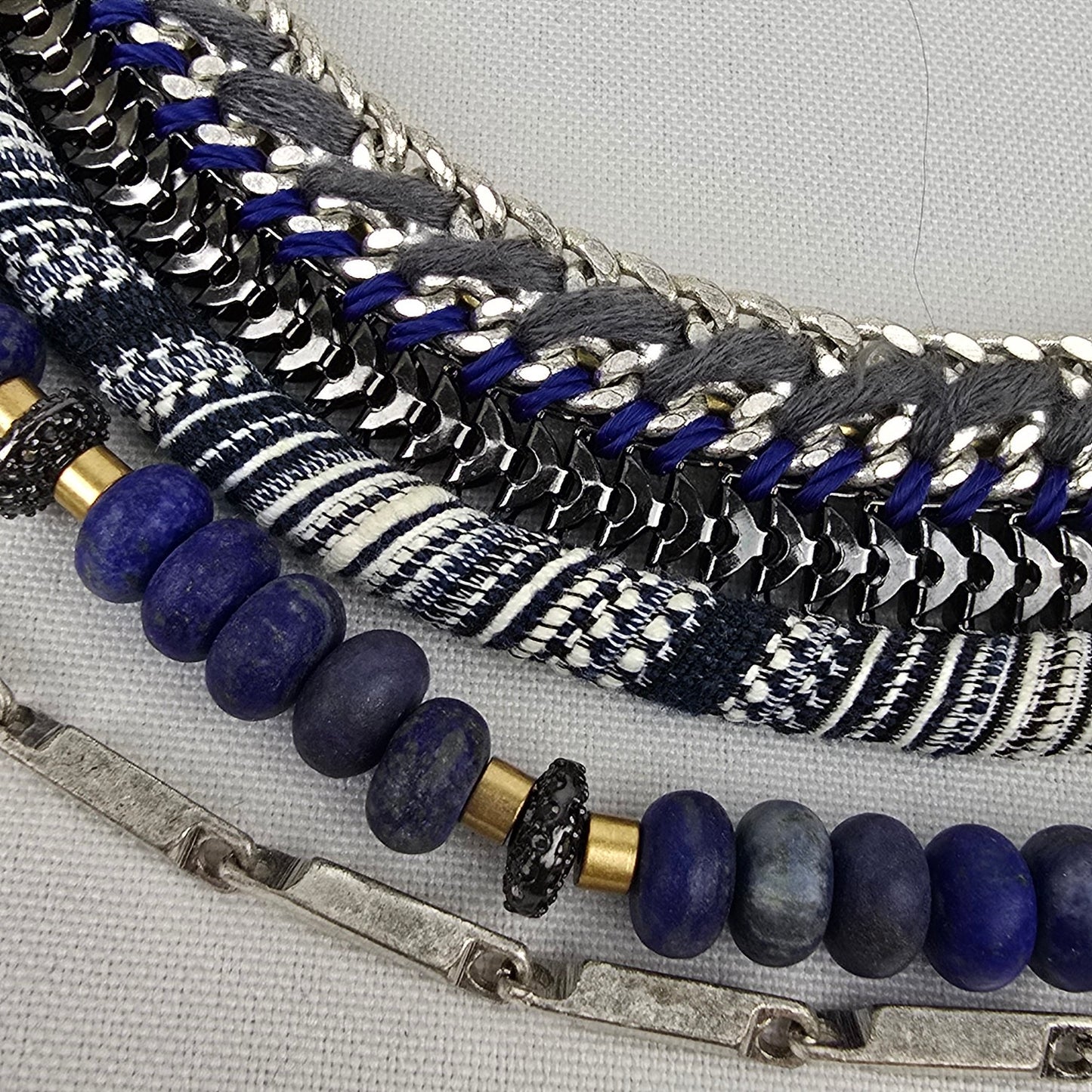 Stella & Dot Emmeline Blue & Silver Statement Necklace