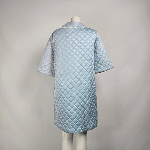 Vintage By Hamilton Blue Quilted Dressing Jacket Size M