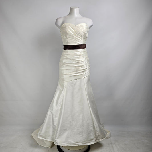 White with Brown Corsett Mermaid Wedding Gown Size S/M