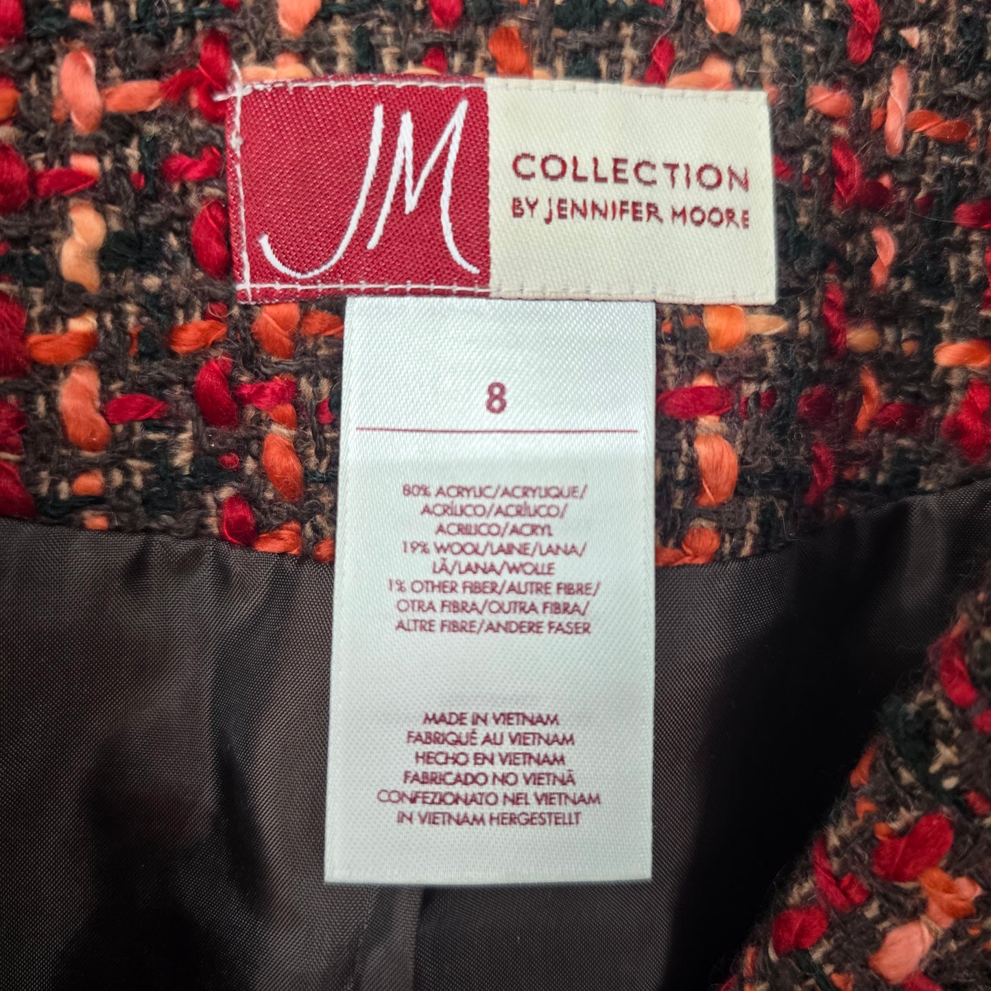 Vintage JM Collection Red Tweed Blazer Size 8