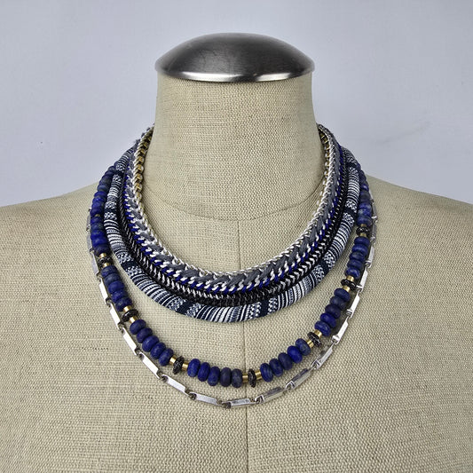 Stella & Dot Emmeline Blue & Silver Statement Necklace