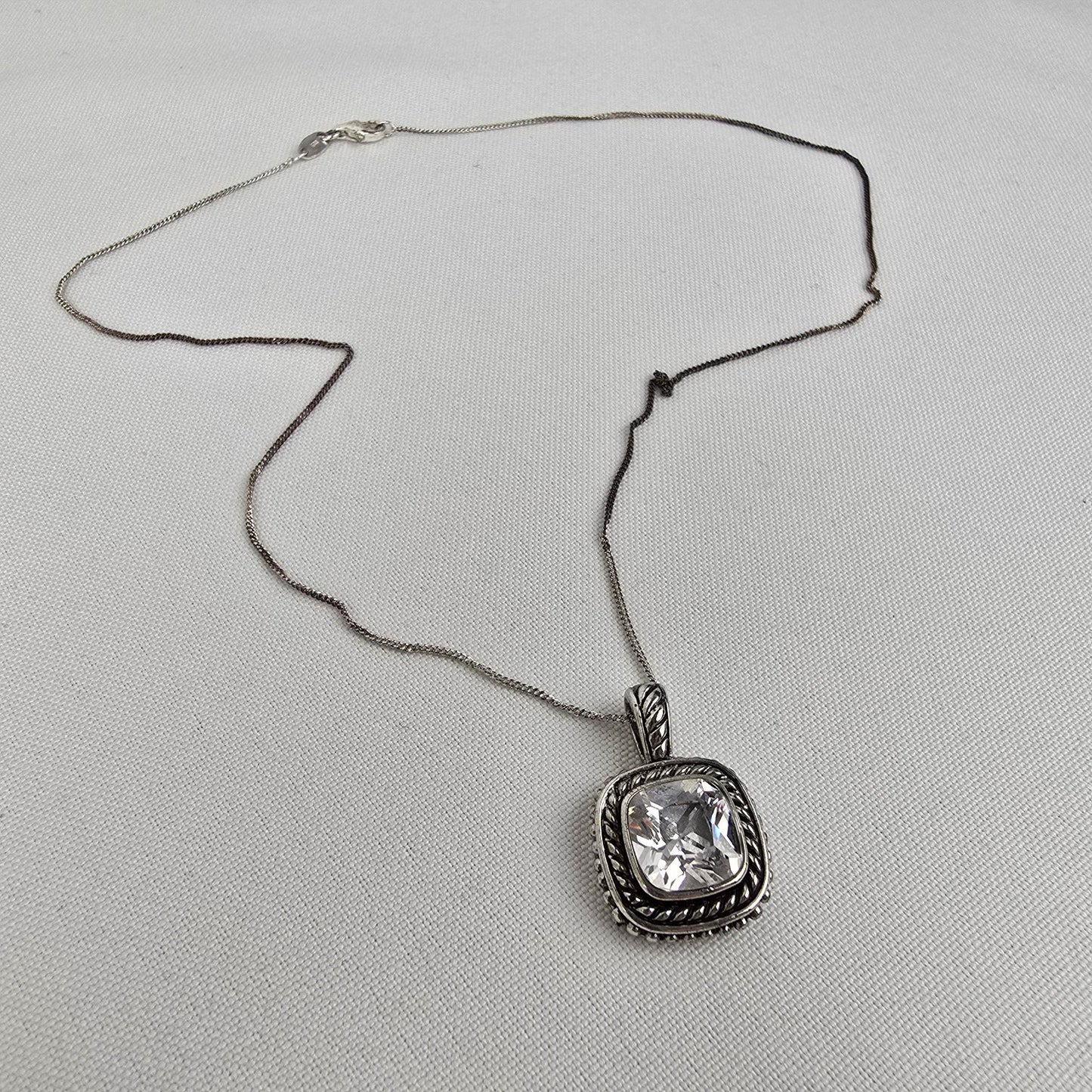 EVP 925 Sterling Silver Crystal Pendant Chain Necklace