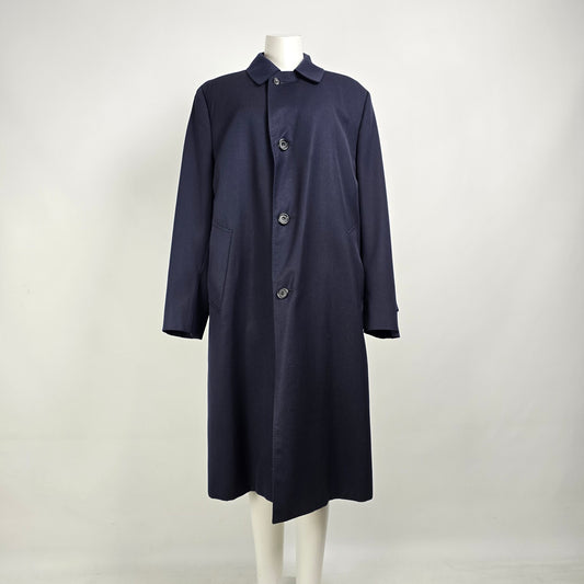 Vintage Auqascutum Blue Wool Overcoat Size 2XL