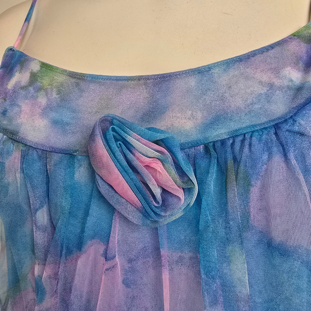 Vintage French Maid Blue Lingerie Nightgown Dress Size M