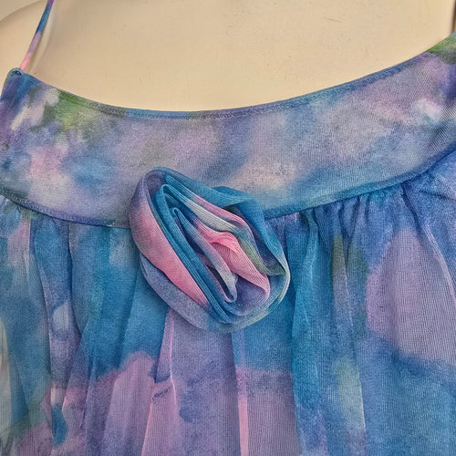 Vintage French Maid Blue Lingerie Nightgown Dress Size M