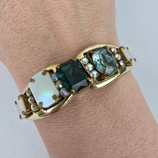 Vintage Western Germany Gold Tone Crystal