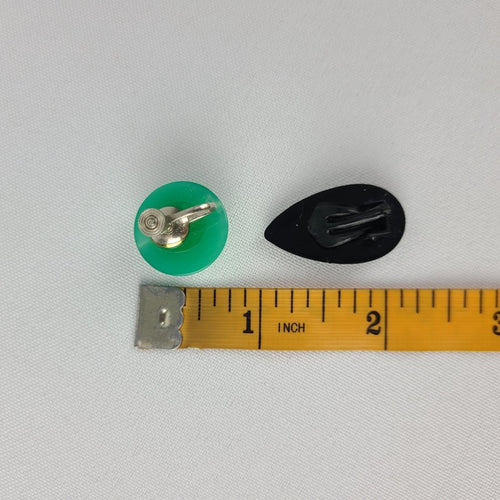 Vintage Green & Black Clip On Screw Back Earrings