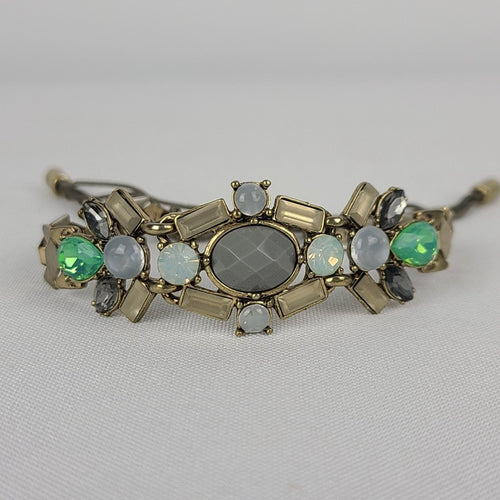 Bronze Grey & Green Faceted Adjustable Bracelet