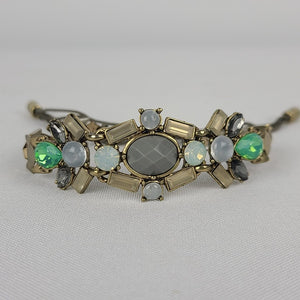Bronze Grey & Green Faceted Adjustable Bracelet