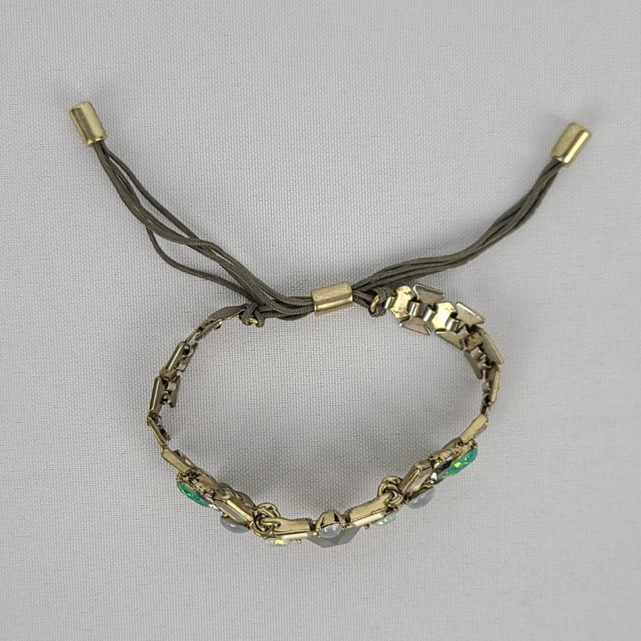 Bronze Grey & Green Faceted Adjustable Bracelet
