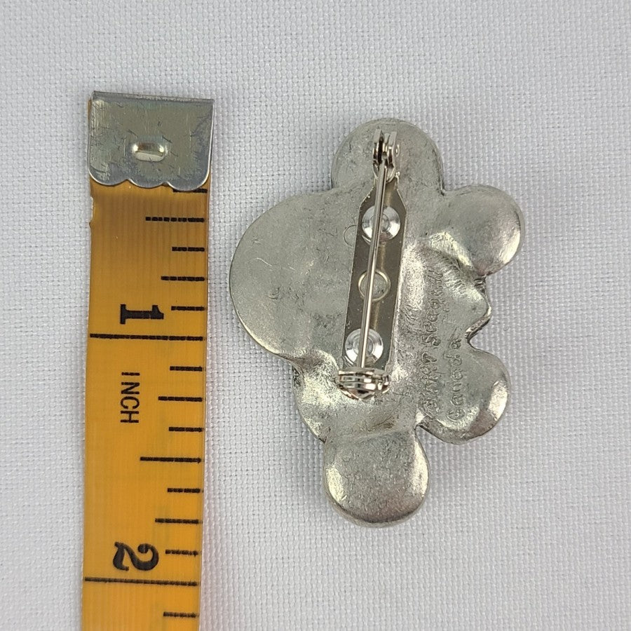 Vintage Seagull Pewter Button Heart Brooch