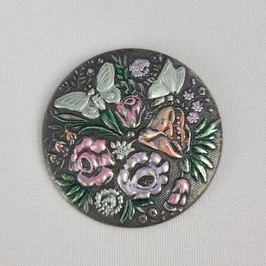 Vintage Silver Tone Butterfly Flower Brooch