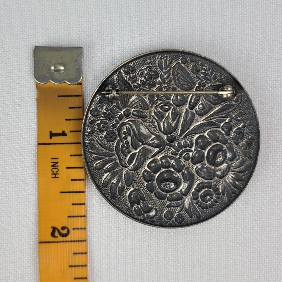 Vintage Silver Tone Butterfly Flower Brooch