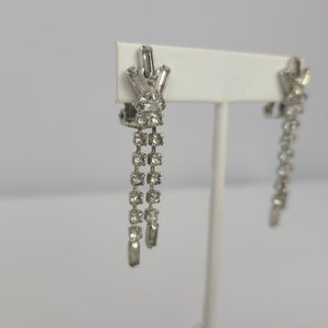 Vintage Rhinestone Crystal Silver Tone Clip On Earrings