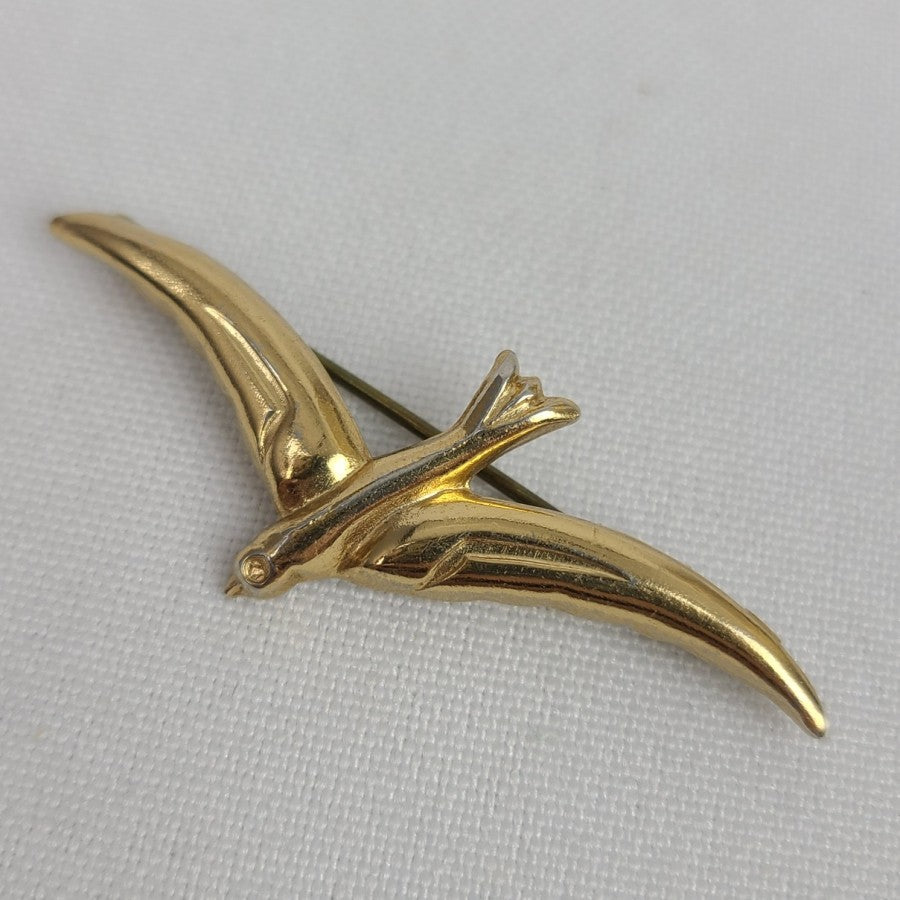 Vintage Coro 3 Birds Brooch Set Gold Tone